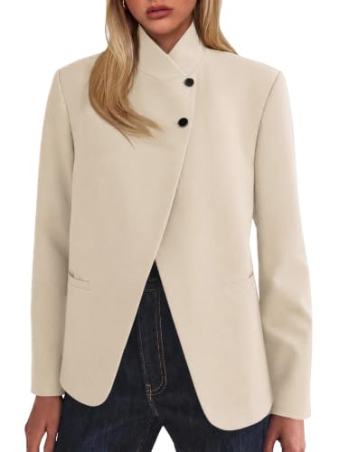 Image of Cicy Bell Womens Stand Collar Blazer Business Work Button Suit Jacket