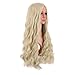 MapofBeauty 28 Inch/70 cm Long Wavy Middle Part with No Bangs Synthetic Fiber Curly Fashion Women Party Cosplay Wig (Blonde)
