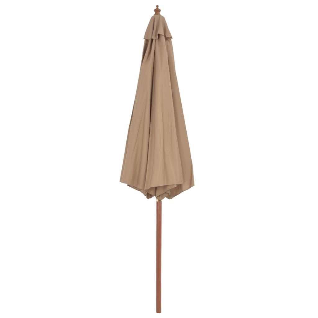 vidaXL Parasol d'extérieur avec mât en bois 300 cm taupe