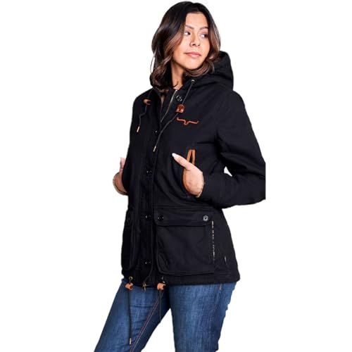 Kimes Ranch Women's All-Weather Anorak with Sherpa-Lined Hood and Quilt Sleeves in Black, Large - Image 3