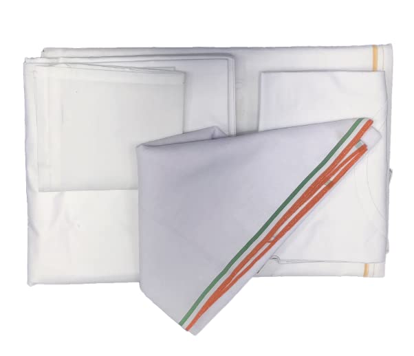 Men's 5-Piece Dhoti-Kurta Set, Unstitched Dhoti, Kurta Material, Long White Gamcha, Hanky and Vest-image-15
