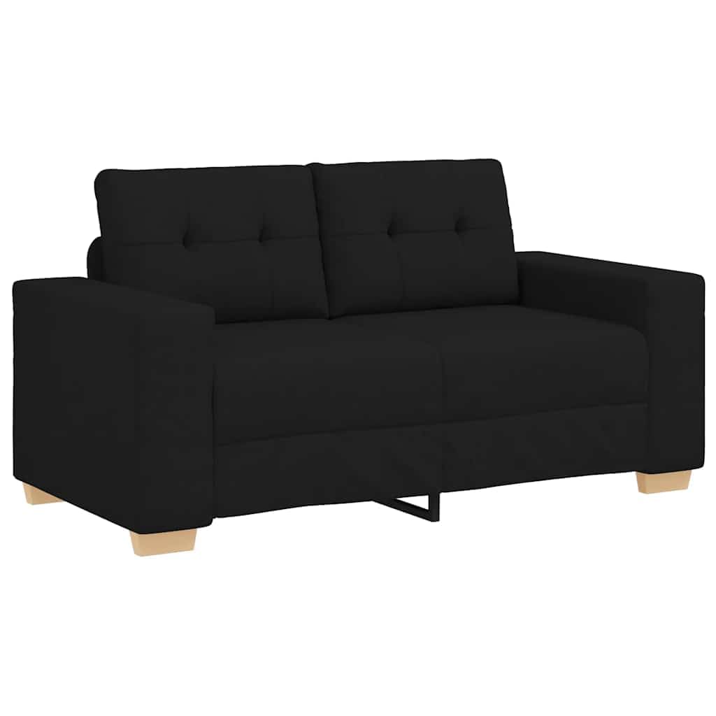 Juego de sofá de 2 + 3 plazas, color negro, estructura de metal de madera, diseño moderno con poliéster suave, resistente y cómodo para salón, oficina, habitación de invitados