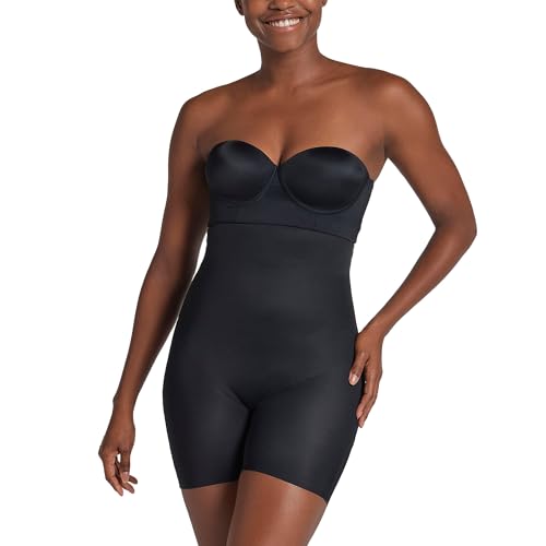 Leonisa Tummy Control Shapewear Strapless Sculpting Step-in Body Shaper with Short Bottom