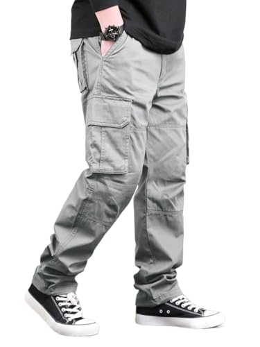 Men's Pants Men's Pocket Drawstring Waist Cargo Pants Plain Long Pants Casual