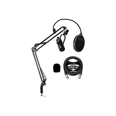 MXL BCD-1 Dynamic Mic for Live Broadcasts, Podcasting, Vocal Recording Bundle with Microphone Windscreen, Blucoil Boom Arm Plus Pop Filter, and 10-FT Balanced XLR Cable Cover