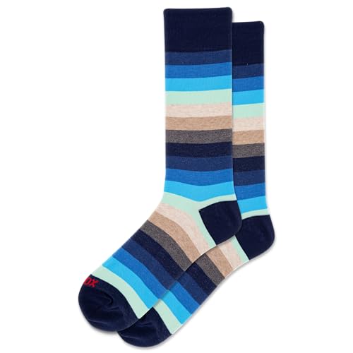 Hot Sox Men's Ombre Stripe Crew Socks 1 Pair, Navy, Men's Shoe 10-13
