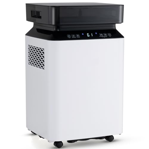 DORTALA 70 Pint Dehumidifier, Basement Bathroom Portable Dehumidifier with Pump, Drain Hose, Wheels, Timer, 2.2 Gal Water Tank for 4500 Sq. Ft Large Room