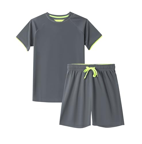 Image of DANI CHINS Boys Loose Athletic Short-Sleeve Shirt and Active Mesh Shorts Set