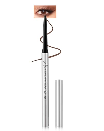 Gel Eyeliner Braun, Metallischer Wasserfest, Brown Langanhaltender Eye Liner Pen, Hochpigmentierte Eyelinerstift, Schnell Trocknend, Augen Make Up Festival Gift for Frauen und Mädchen,Vegan-02