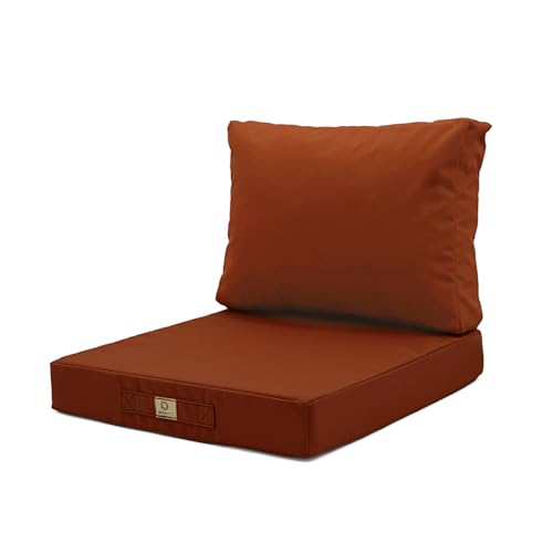 Cojines para salón de jardín desmontables – Cojines exteriores – 60 x 70 cm – Cojín de repuesto para sillón, banco y silla de exterior – Impermeable y cómodo – Terracota