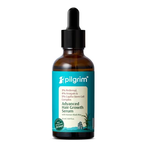 PILGRIM Redensyl 3%+Anagain 4% Advanced Hair Growth Serum For Scalp (50Ml) With Rosemary & Korean Black Rice, Controls Hair Fall, Stimulates, Increase