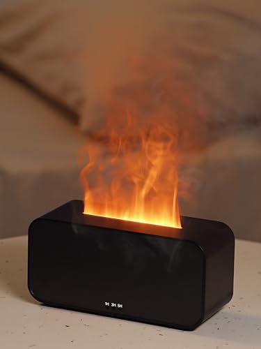Essential Oil Diffuser, 120ml Ultrasonic Flame Diffuser, Cool Mist Aromatherapy Diffusers with Auto-Off, for Home, Office, Bedroom, Black