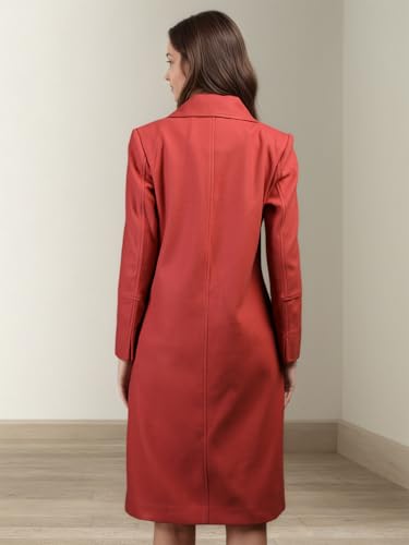 Image of CHKOKKO Women Chic Winter Coat Single Breasted | Knee Length Design with Buttoned Closure and Practical Front Side Pockets for Stylish and Comfortable Wear