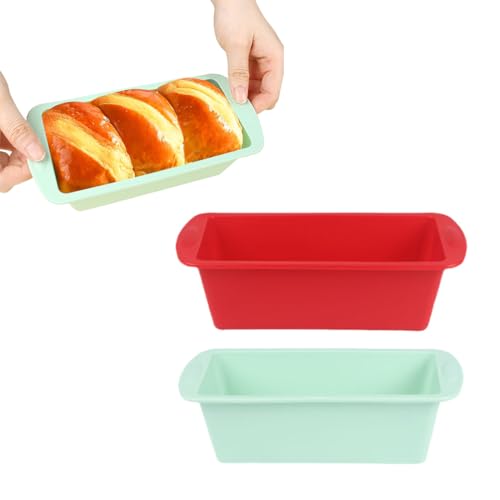 EJRUP Set di 2 Stampi in Silicone Rettangolari,Rectangular Antiadherente,Molde Bizcocho y Repostería,Accessorio Perfetto per Cuocere,Air Fryer Accesorios,para Hornear Pan, Pasteles, Tostadas