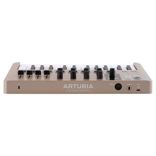 Arturia MiniLab 3 Champagne — 25 Key USB MIDI Keyboard Controller With 8 Multi-Color Drum Pads, 8 Knobs and Music Production Software Included
