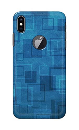 Image of Printed Hard Back Cover Case for Apple iPhone Xs Max Logo View Back Cover (Plain Azure Blue) -1302