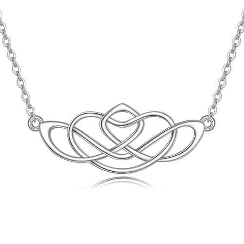 URONE Celtic Knot Necklace S925 Sterling Silver Celtic Trinity Knot Pendant Necklaces Irish Jewellery Gifts for Women