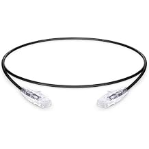 Cat6 Slim Ethernet Patch CordCable T-568B, RJ45, 550Mhz, 10G, UTP, Copper Patch Cable, 28AWG, 10-Pack, Blue - Slim Black, 3 ft