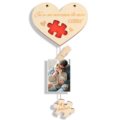 DPKOW idée Cadeau Saint Valentin pour Femme Homme, Cœur Cadre Photo Saint-Valentin Couple Cadeau Anniversaire pour Petit Ami Petite Amie Noël St Valentin...