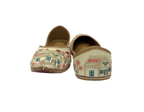 Gold Zari Punjabi Jutti for Women's Soft Flat Ethnic Handmade Girls Juti Traditional Jooti Wedding Indian Shoes4