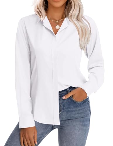 Zeagoo Women's Button Down Shirts Classic Fit Dress Shirt Wrinkle-Free Strech Solid Work Office Blouse2