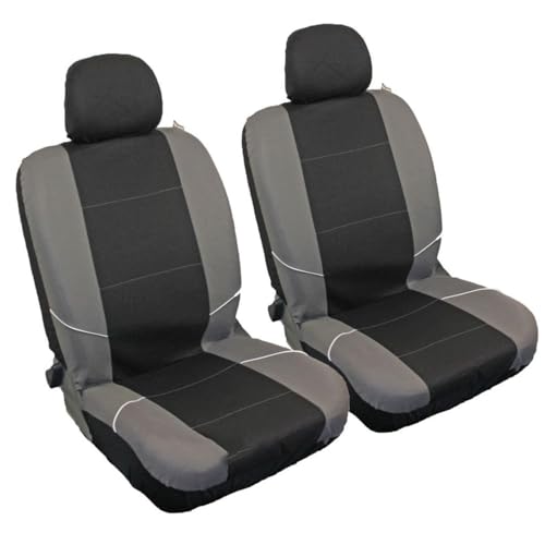 XtremeAuto® Universal Fit Front Pair Of Car Seat Covers BLACK GREY
