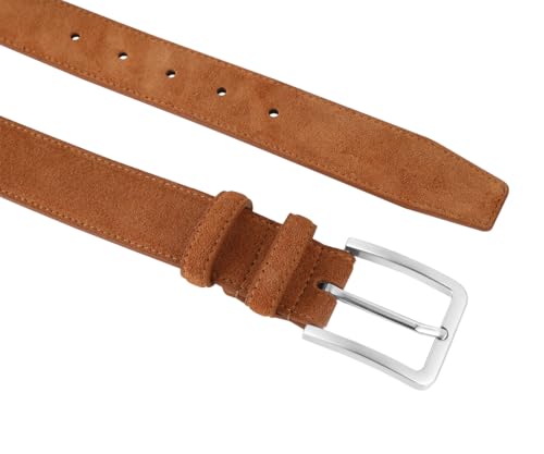 Image of Men's Belt Casual Genuine Leather Suede Belts for Men 1 3 /8 inch Wide Elegant Golf Dress Belt