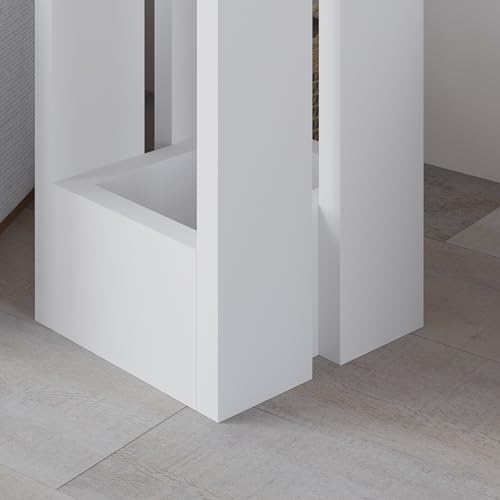 HOCUS PICUS Modern Side Table Slim Square Narrow Table Industrial Coffee, Tray & Minimalist Design Engineered Wood Sofa Tables for Small Spaces Living Room, Bedroom 30(W) x30(D) x50.5(H) cm (White) - Image 3