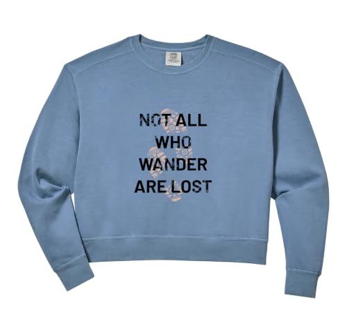 Womens Not All Who Wander Are Lost Comfort Colors Crop Sweatshirt