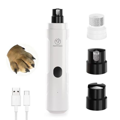 PAPIFEED Dog Nail Grinder with LED Light, Ultra Quiet 3-Speed Electric Nail…