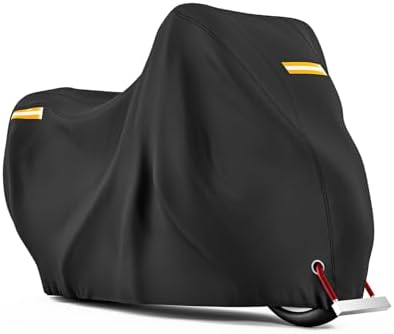 Universal Waterproof Motorcycle Cover, Outdoor Protection, Fits 96"" Motors, Black/Silver - View #10