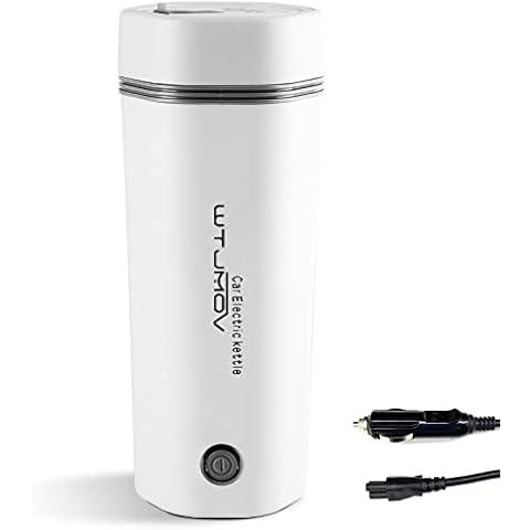 WTJMOV 12V Car Electric Kettle, Travel Portable Electric Tea Coffee Kettle Fast Water Boiler & Heater Automatic Shut-Off (White) Cover