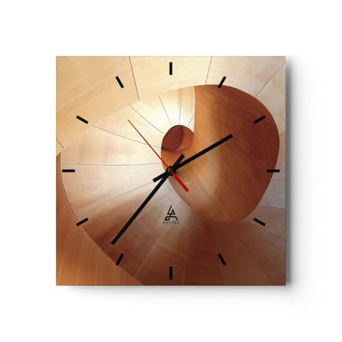 Moderno Reloj de Pared Tridimensional Espiral Marrón 40x40cm Decoracion Reloj de Vidrio Cocina Salon Oficina Reloj Decorativo Silencioso Art Wall Clock Decor Decorativo para el Hogar C3AC40x40-4652