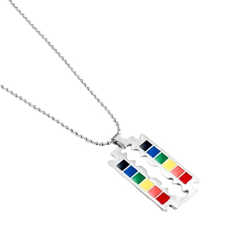 Collier Trans en Argent 925 à pendentif barre verticale arc-en-ciel minimaliste pour unisexes