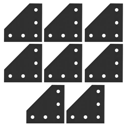 Support d'angle en aluminium noir pour profilé 2020 avec 5 trous