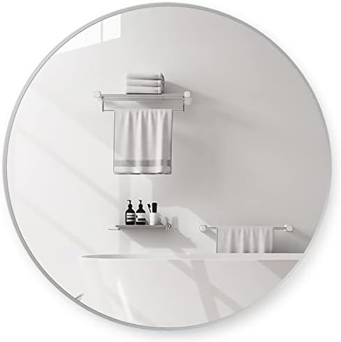 Hibtn Circle Mirror 50cm, Round Mirror Wall Mounted Mirrors Wall, HD Glass, Modern Stylish Design for Bathroom, Bedroom, Living Room, Silver