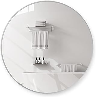 Hibtn Circle Mirror 50cm, Round Mirror Wall Mounted Mirrors Wall, HD Glass, Modern Stylish Design for Bathroom, Bedroom, Living Room, Silver