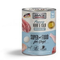 6 Dosen Macs Dog Hundefutter je 800 g (Puppy Huhn & Kalb)