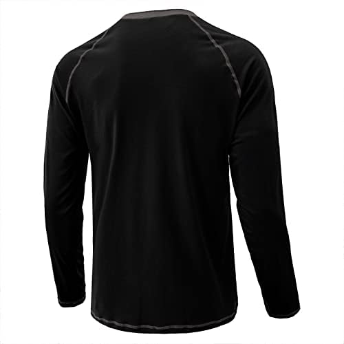 Aulemen Men's Henley Shirt Long Sleeve Casual Lightweight Button Cotton Basic TShirt Raglan