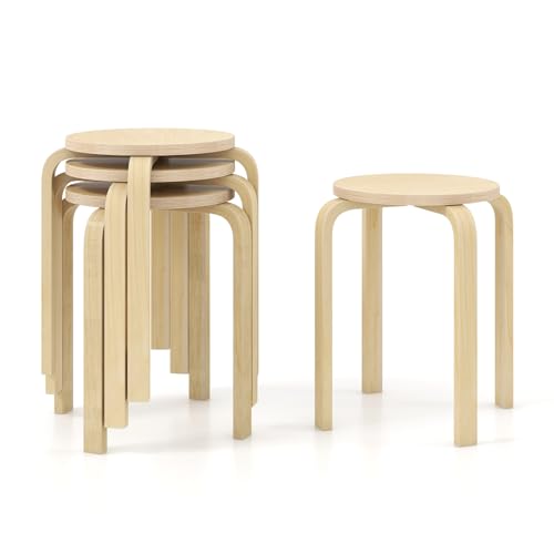 GIANTEX 18" Round Stackable Stools, 4-Pack