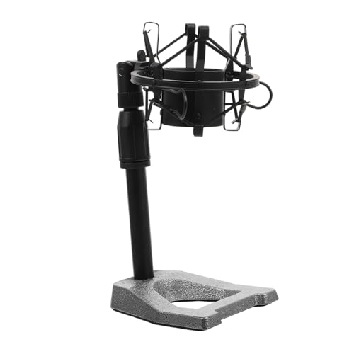 1Pc Adjustable Microphone Stand with Desktop Mic Bracket for Podcasting Broadcasting Online Meetings Black Microphone Holder Clip and Elastic Design