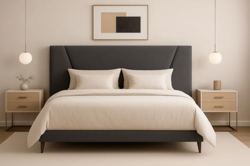 DecorQUALITY Cabecero Cama Malaga Moderno y Funcional Cabezal tapizado Acolchado con Tejido Anti Manchas fácil Limpieza también Disponible en Polipiel, Resistente y Duradero Gris Marengo 180 * 70Cm