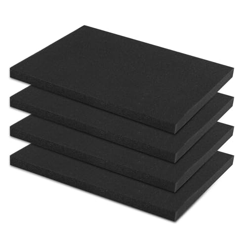 4 Stück Schaumstoffplatte Schwarz,40 x 30 x 2.5cm Schaumstoff Zuschnitt,Würfelschaumstoff,Schaumstoffinlay Werkzeugkoffer Kamerakoffer Schaumstoff,Koffereinlage,Tabletop Miniaturen,Werkzeug