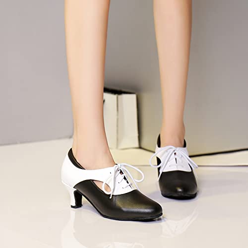 HROYL Women Ballroom Dance Shoes Lace-up Latin Salsa Practice Dance Shoes,YCL3182