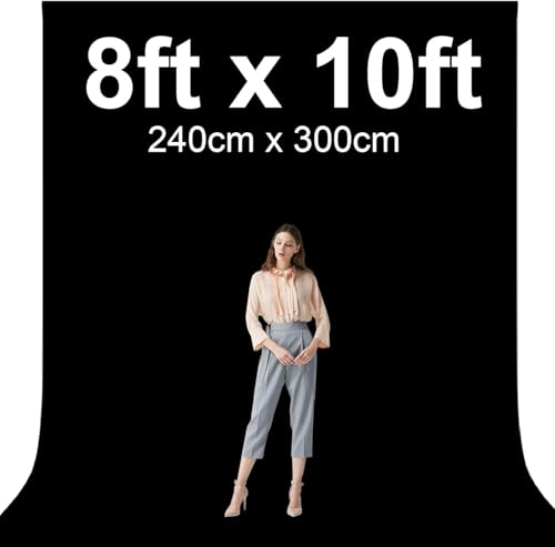Image of EMART 8x10ft Black Photo Backdrop Screen for Photography, Large s Drapes Party Background Curtain, Polyester Fabric Sheet Video Studio Portrait Photoshoot