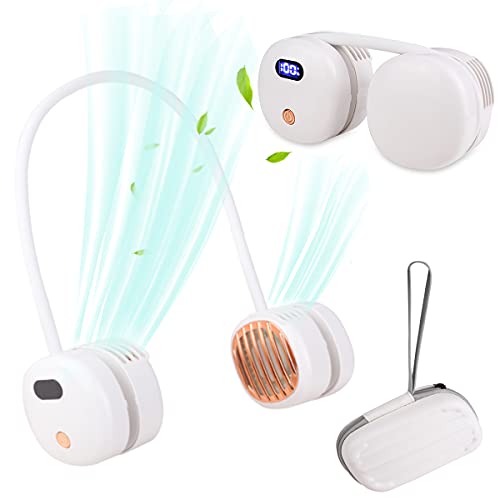 Genround Ventilateur de cou suspendu, Personnel Ventilateur sans Lame Mains Libres à 360 ° , Ventilateur Rechargeable Alimenté par Batterie USB, Ventilateur de Poche Portable avec 3 Vitesses de Vent Cover
