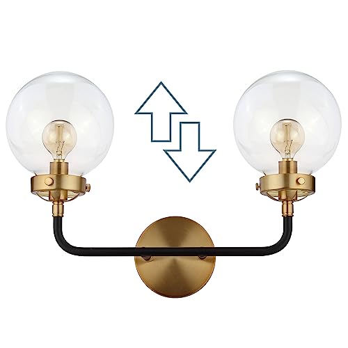 Jonathan Y Jyl9010A Caleb 2-Light 18" Brass Wall Sconce Contemporary Reversible For Bedroom Livingroom Bathroom Hallway, Brass Gold/Black #TOP5