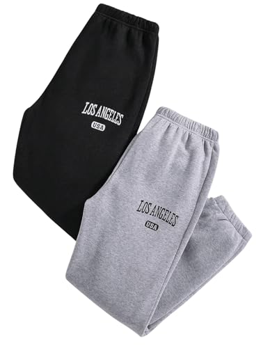 SHENHE Girl's 2 Pieces Elastic Waist Joggers Sweatpants Letter Graphic Workout Sports Pants