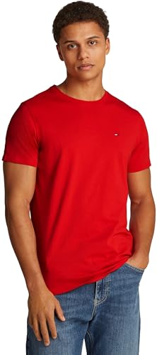 Tommy Jeans Men's TJM Original Slim Fit Short Sleeve T-Shirt, Red (Red Hot), XS