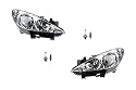 Johns, Scheinwerfer Halogen passend für Peugeot 307 07/2005-mit H7 H1 Set